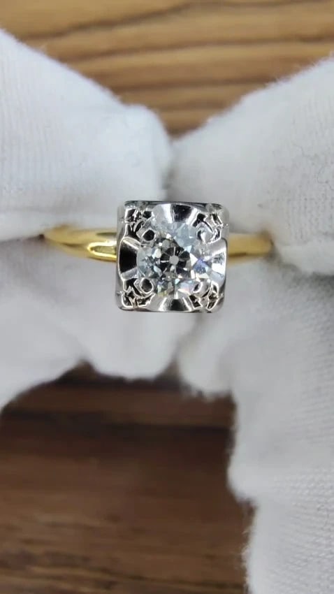 Vintage Solitaire Raised .30ct Round Diamond Engagement ring 14kt Gold *v - 3