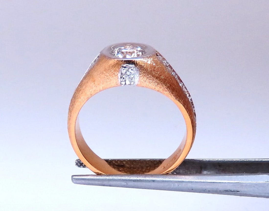 .70ct Natural round diamond ring 14kt brushed satin gold *v - 6
