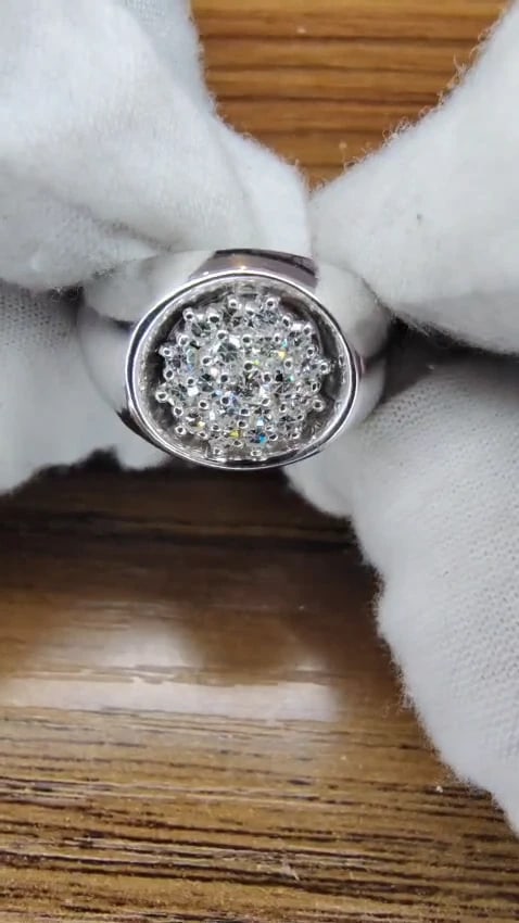 .78ct Natural Round Diamonds Signet Style Ring 14kt. Gold *v - 3