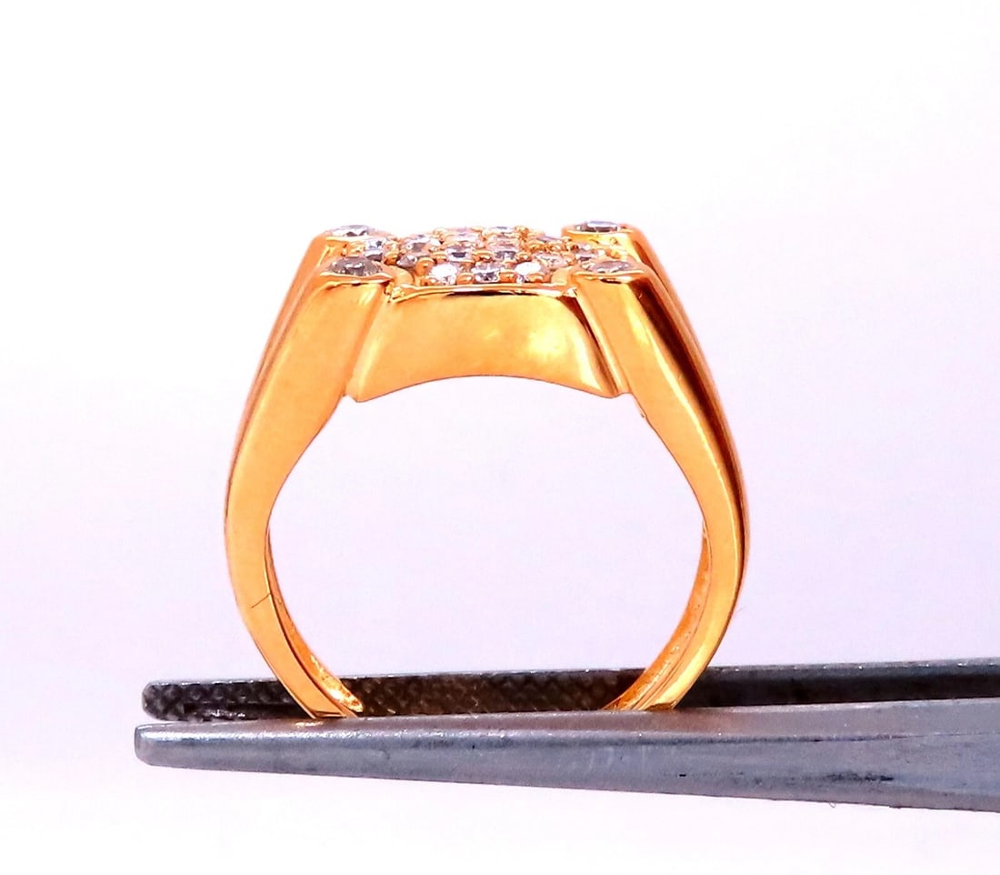 .60ct Natural Diamonds Rectangular Deck Signet Ring 18kt Gold *v - 5