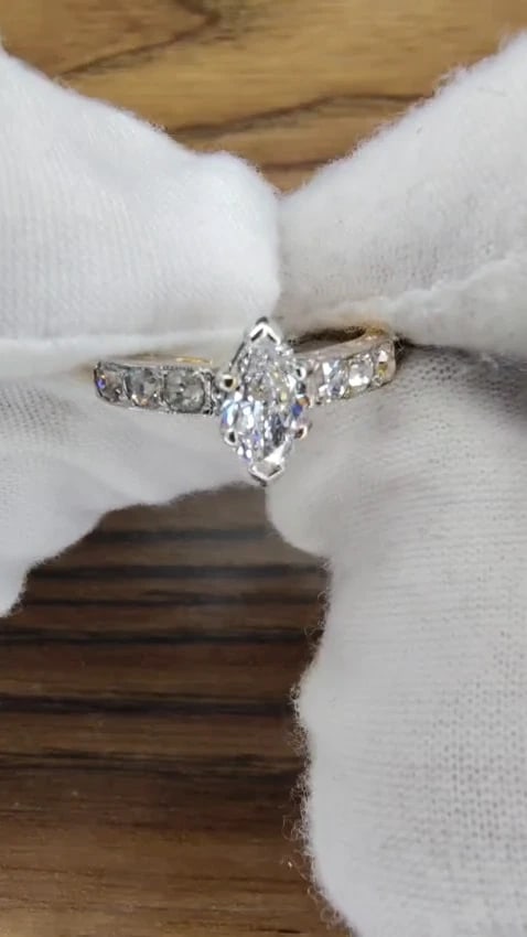 Vintage Natural Diamond Engagement ring 1ct 14kt Gold *v - 3