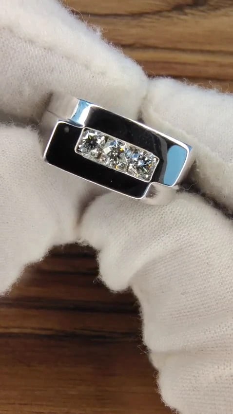 .55ct. mens natural round diamond solitaire ring 14kt Gold Mod Deco *v - 3