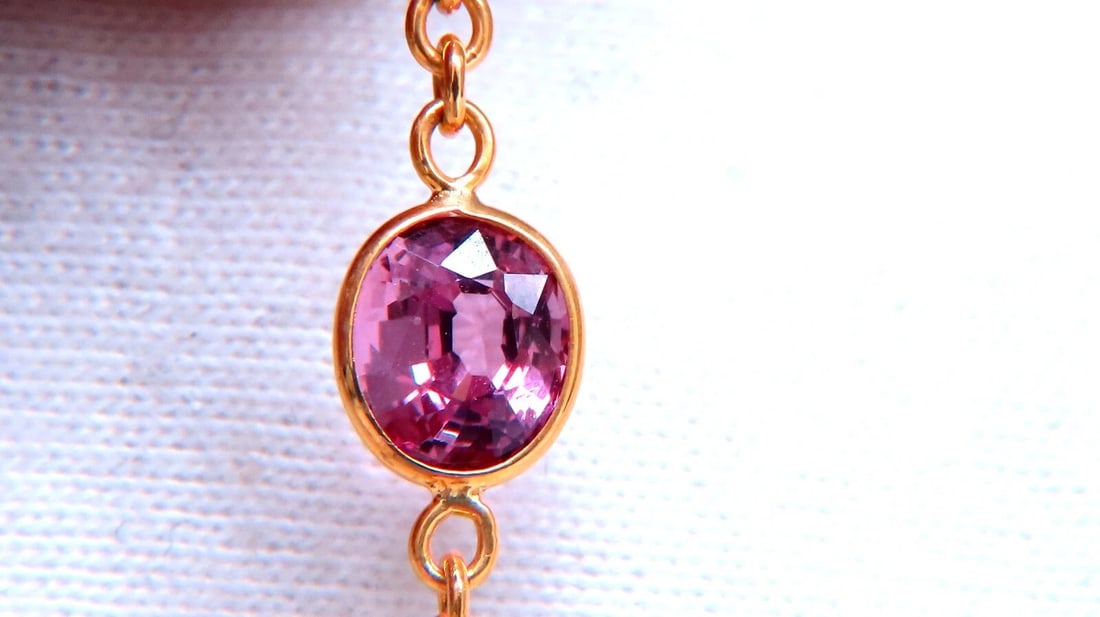 16ct Natural Ruby Sapphire Yard Necklace 14kt Gold ** - 6