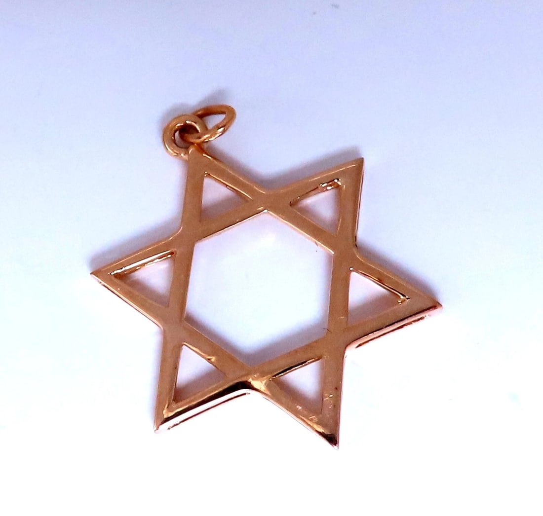 14kt Gold Star Of David Charm Pendant ** - 3