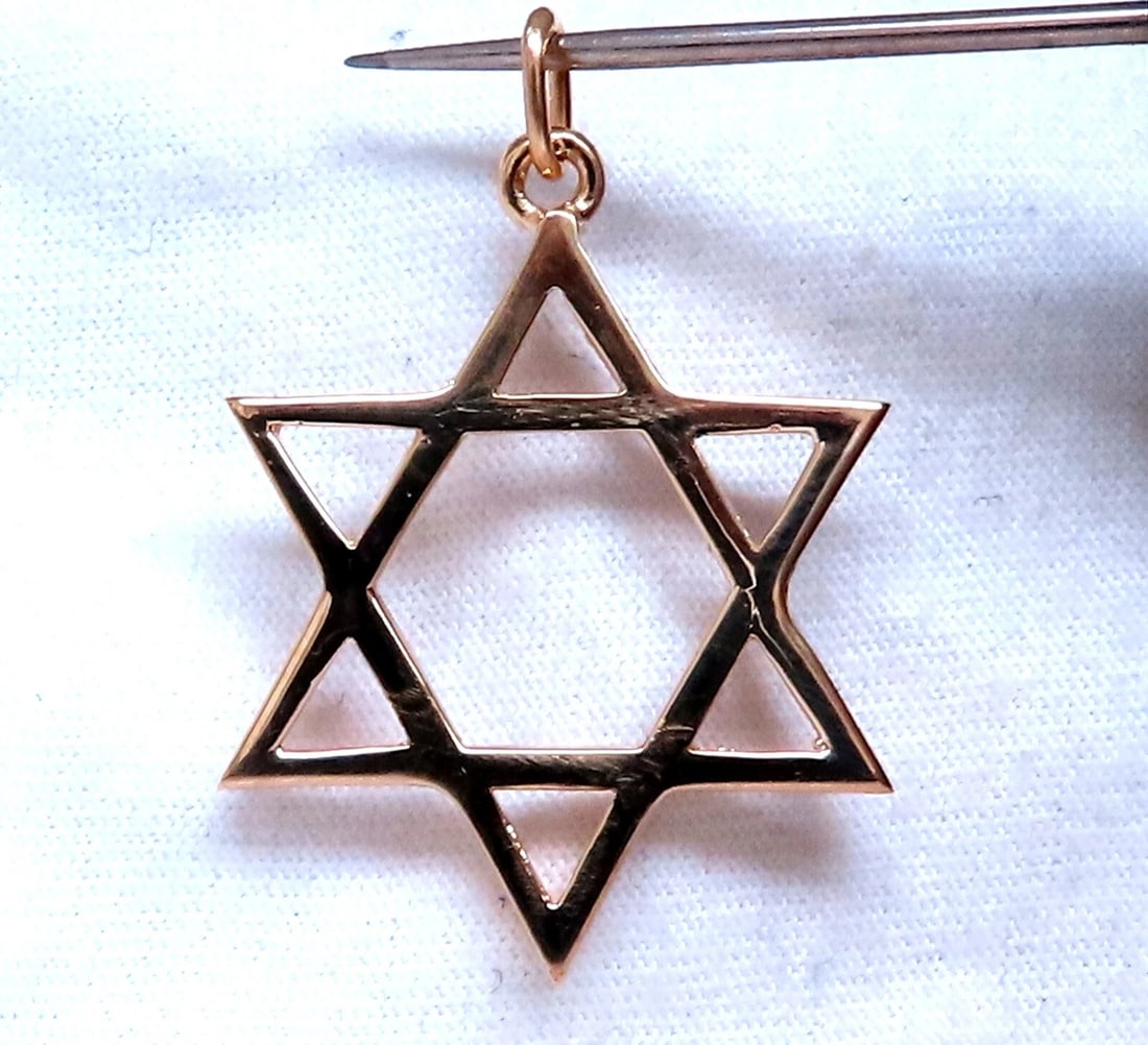 14kt Gold Star Of David Charm Pendant ** - 4