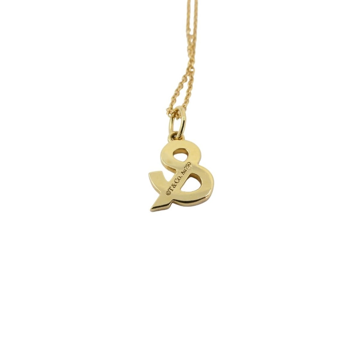 Tiffany & Co. Charm Pendant Necklace 18k Gold Diamond Ampersand Original Box - 3