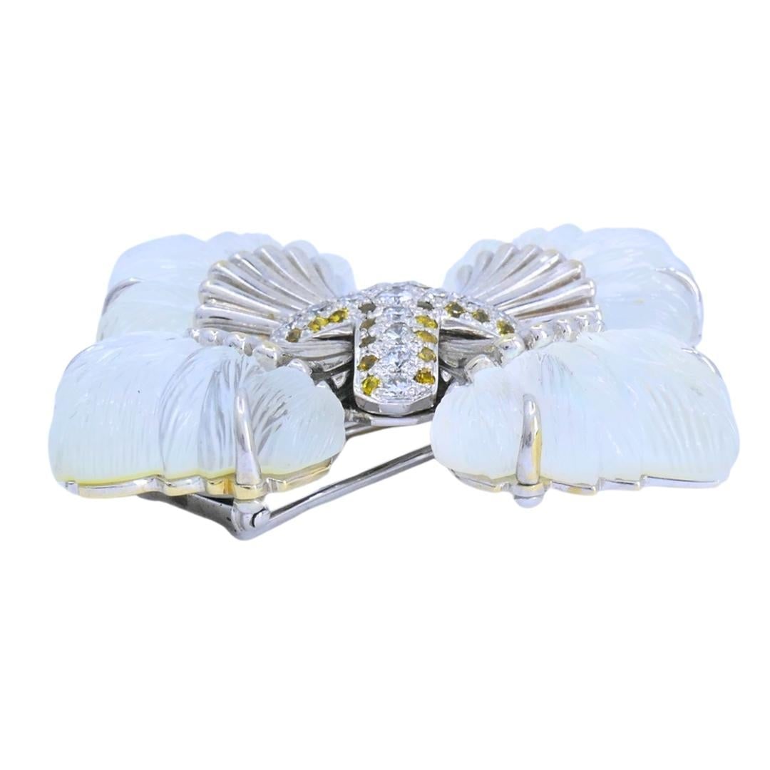 Seaman Schepps 18k Gold Diamond Maltese Cross Brooch Carved Rock Crystal Sapphir - 5