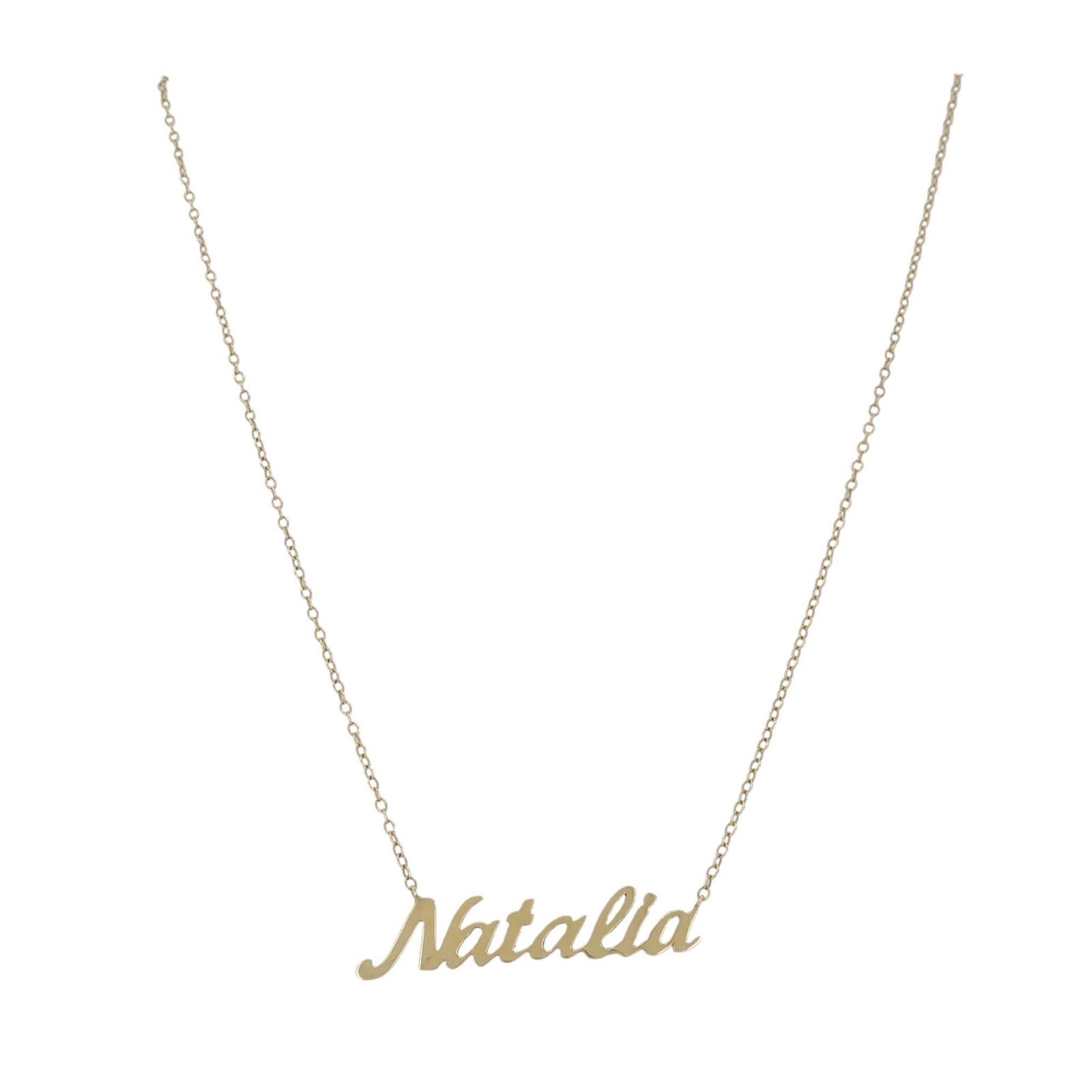 14k Yellow Gold 'Natalia' Name Plate Pendant Necklace - 3
