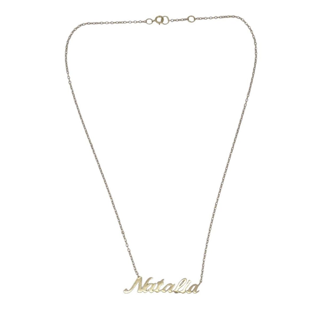 14k Yellow Gold 'Natalia' Name Plate Pendant Necklace - 4