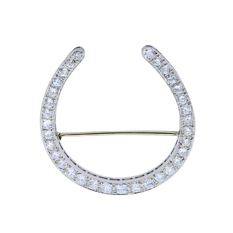 Edwardian Platinum Diamond Horseshoe Brooch - 3