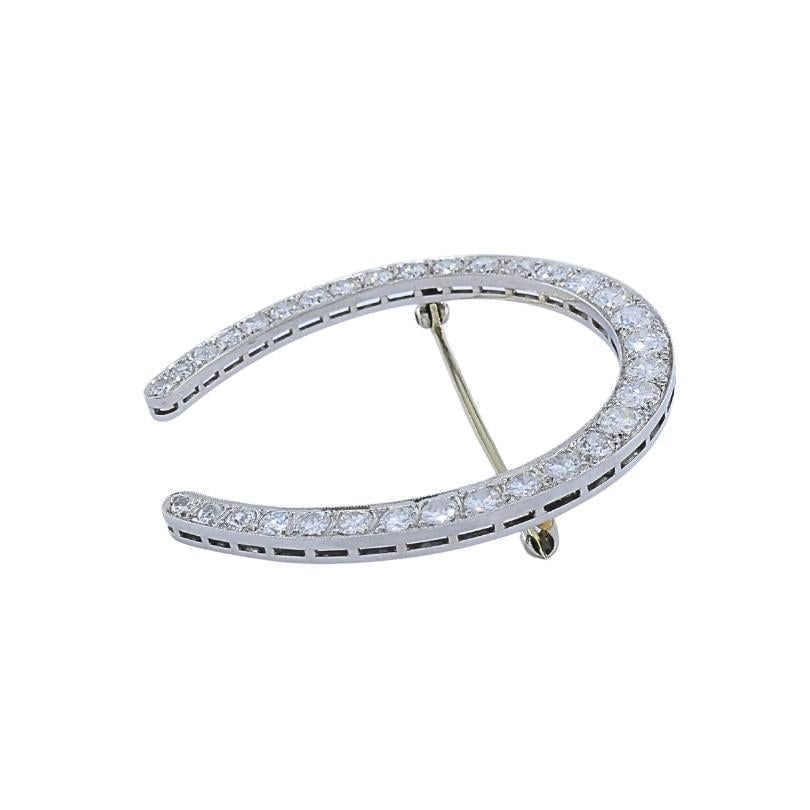 Edwardian Platinum Diamond Horseshoe Brooch - 4
