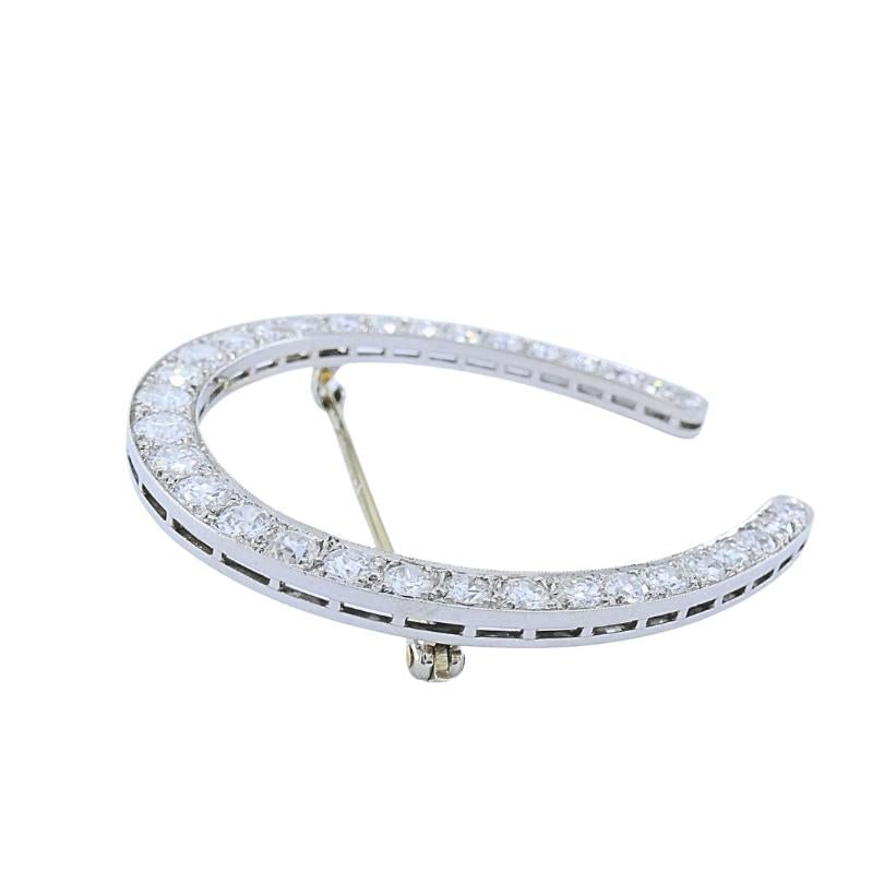 Edwardian Platinum Diamond Horseshoe Brooch - 5