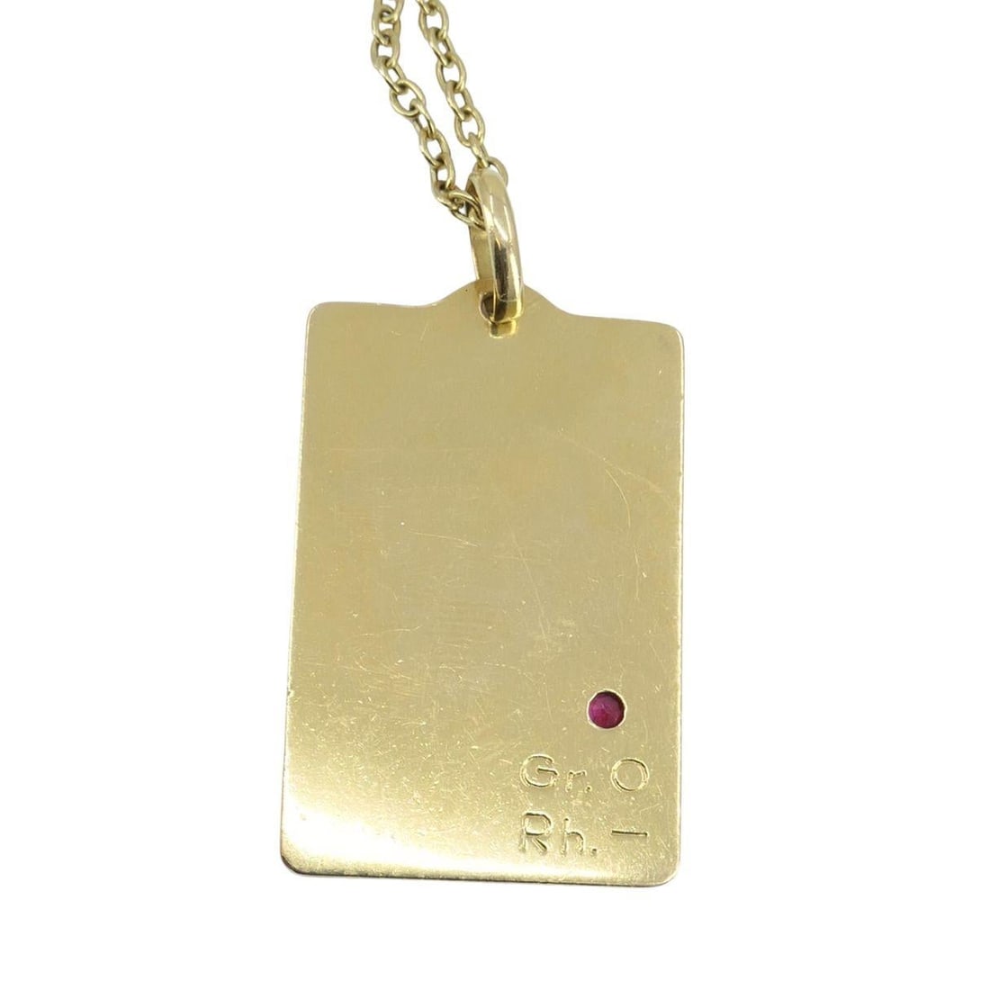 French 18k Gold Ruby 'August 21st' Calendar Pendant Chain Necklace - 4