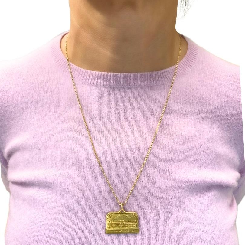 Vintage 1928 18k Gold Argentine Automobile Pendant 14k Chain Necklace - 2