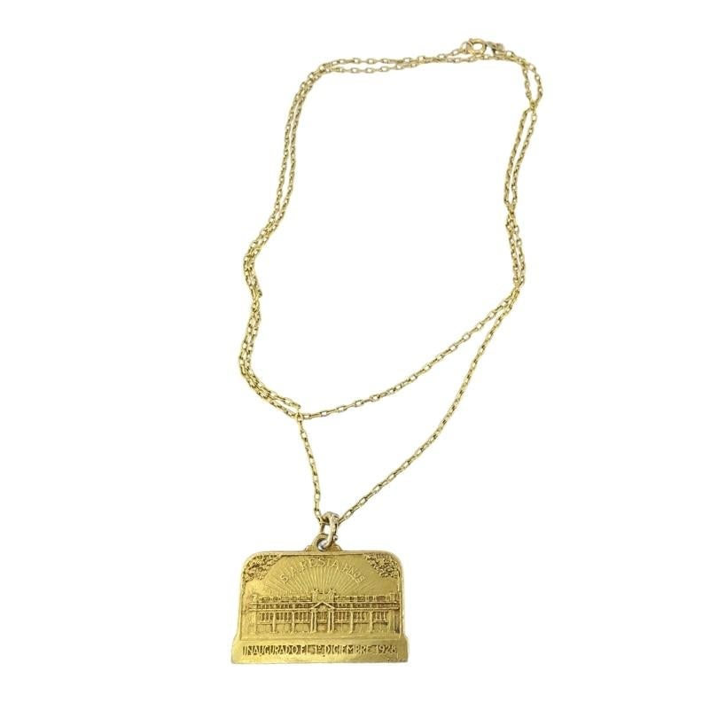 Vintage 1928 18k Gold Argentine Automobile Pendant 14k Chain Necklace - 5