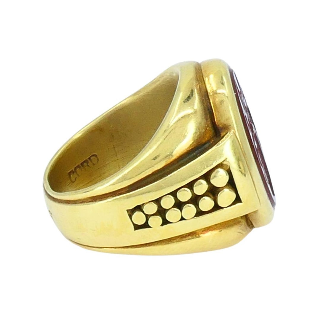 Vintage Kieselstein-Cord 18k Gold Carved Carnelian Intaglio Signet Ring - 4