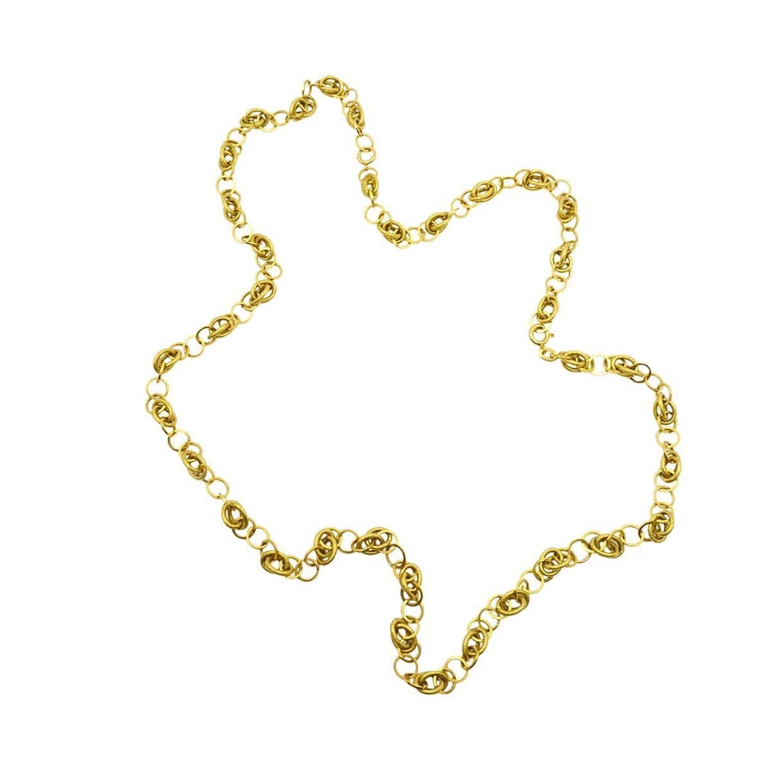 Vintage Italian 14k Textured Link Long Chain Necklace - 4