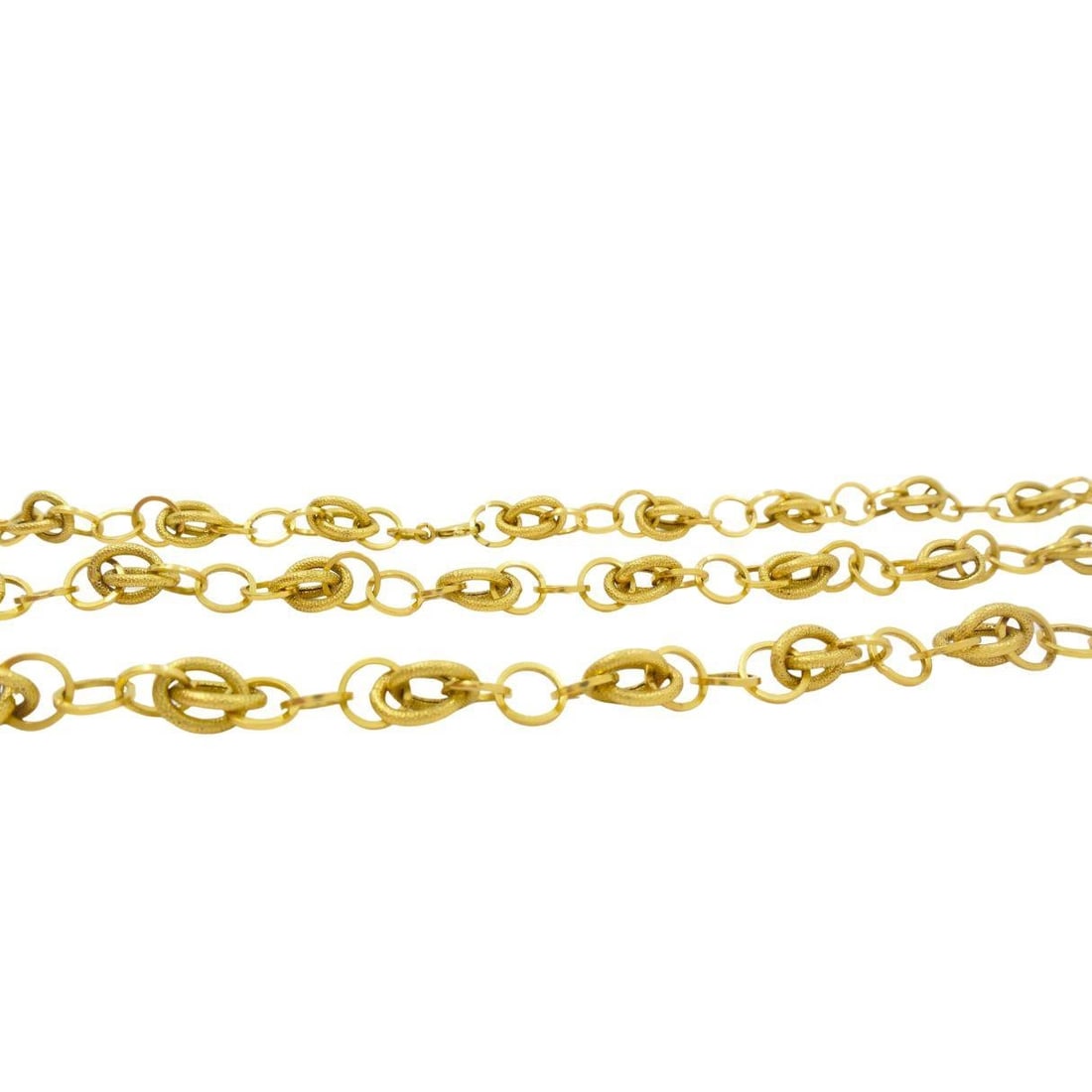 Vintage Italian 14k Textured Link Long Chain Necklace - 5