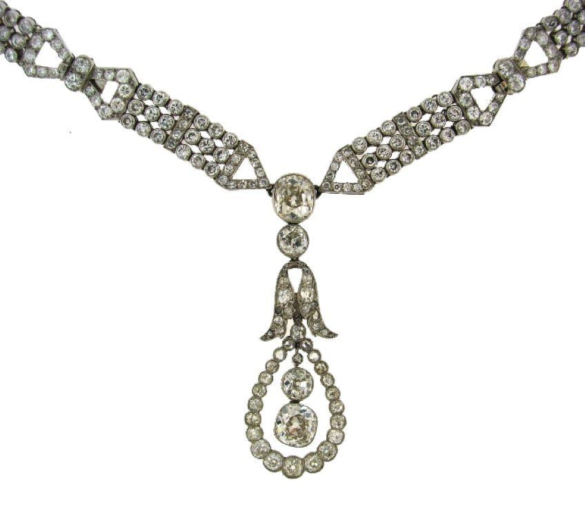 Art Deco Diamond Necklace Bracelets Platinum Choker Interchangeable - 2