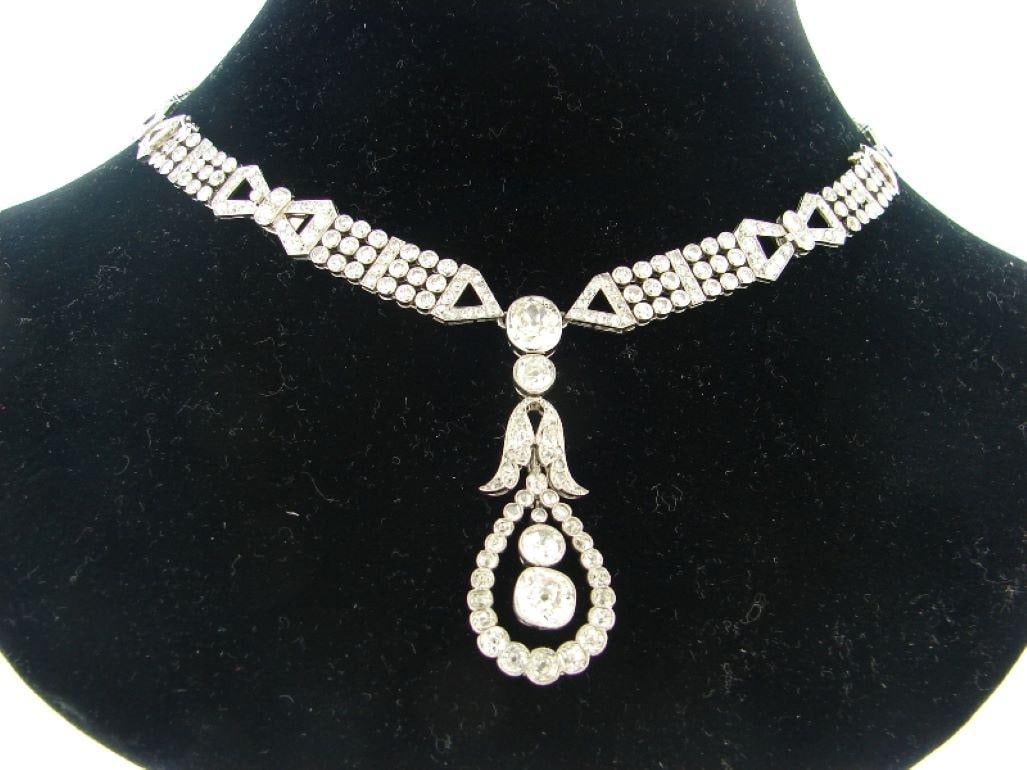 Art Deco Diamond Necklace Bracelets Platinum Choker Interchangeable - 4