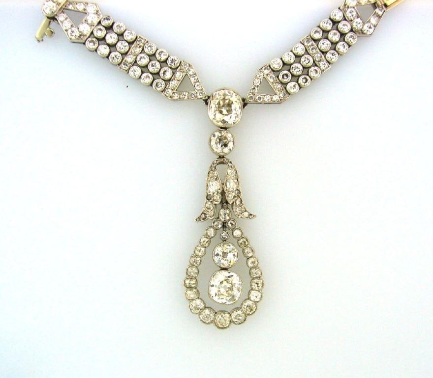 Art Deco Diamond Necklace Bracelets Platinum Choker Interchangeable - 5