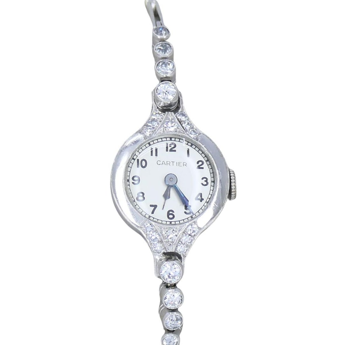 Vintage Cartier Platinum Diamond Wrist Watch, Circa 1940s - 2