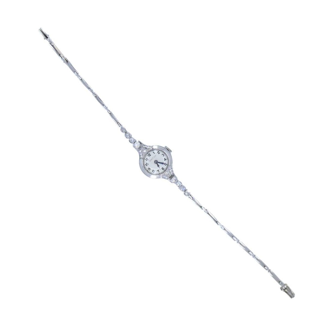 Vintage Cartier Platinum Diamond Wrist Watch, Circa 1940s - 5
