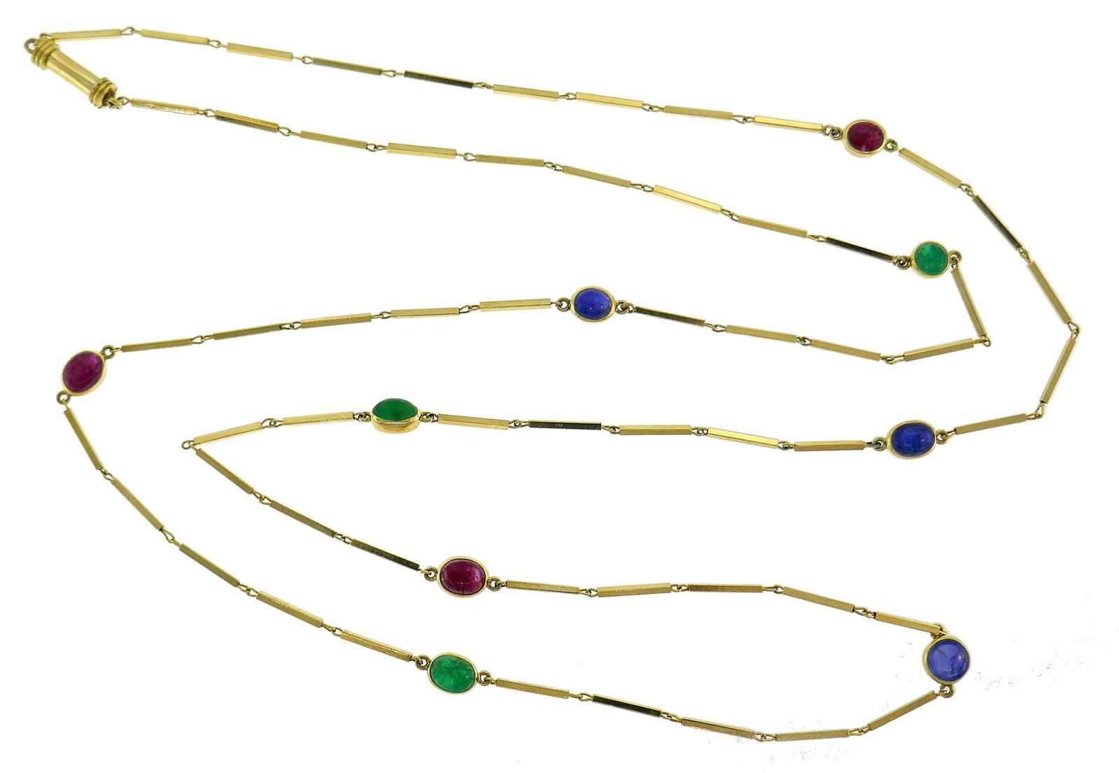 David Webb Station Necklace Cabochon 18k Gold Vintage Estate Jewelry - 3