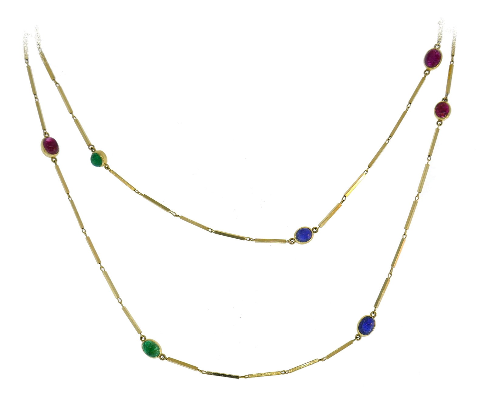 David Webb Station Necklace Cabochon 18k Gold Vintage Estate Jewelry - 4