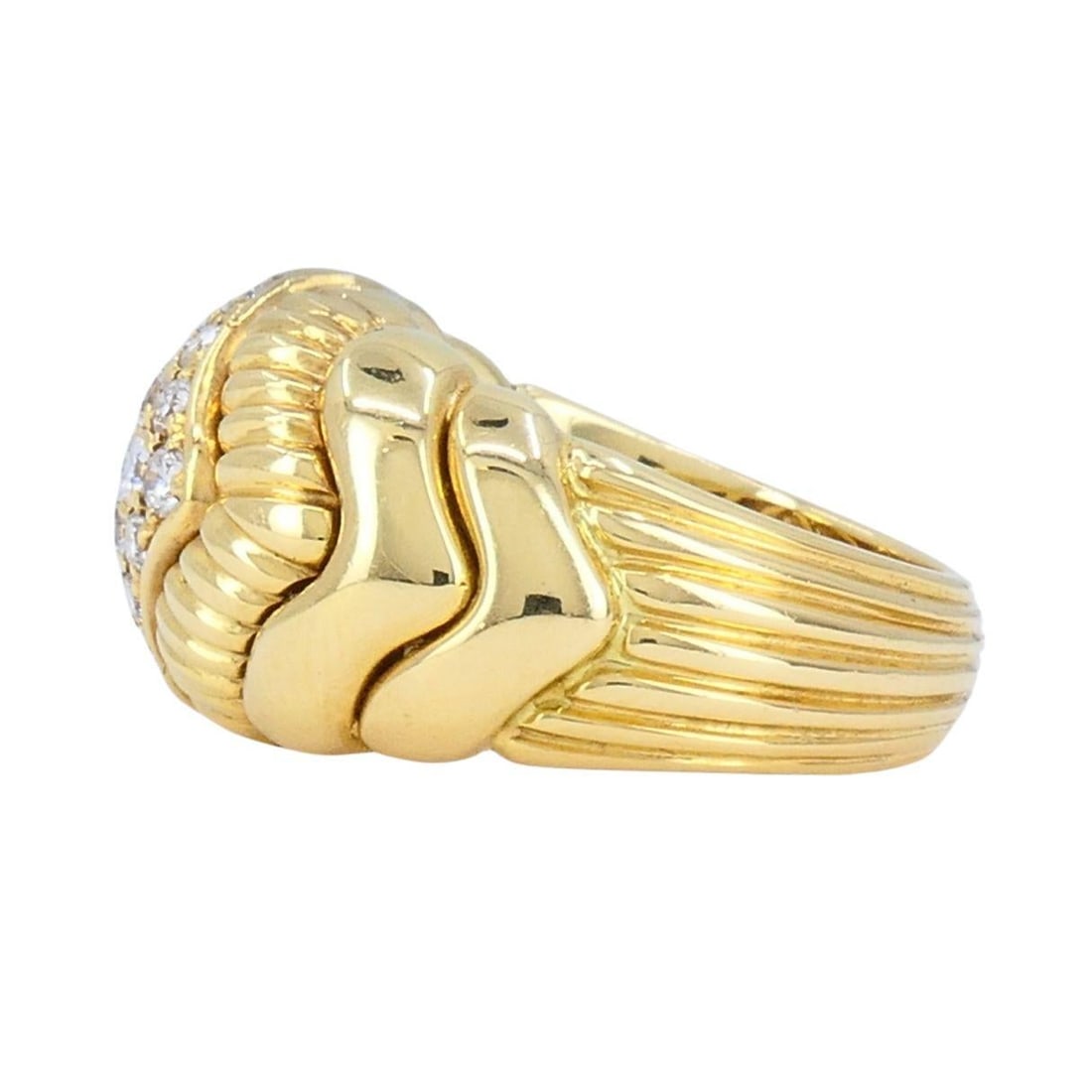Vintage Boucheron 18k Gold Diamond Dome Ring - 5