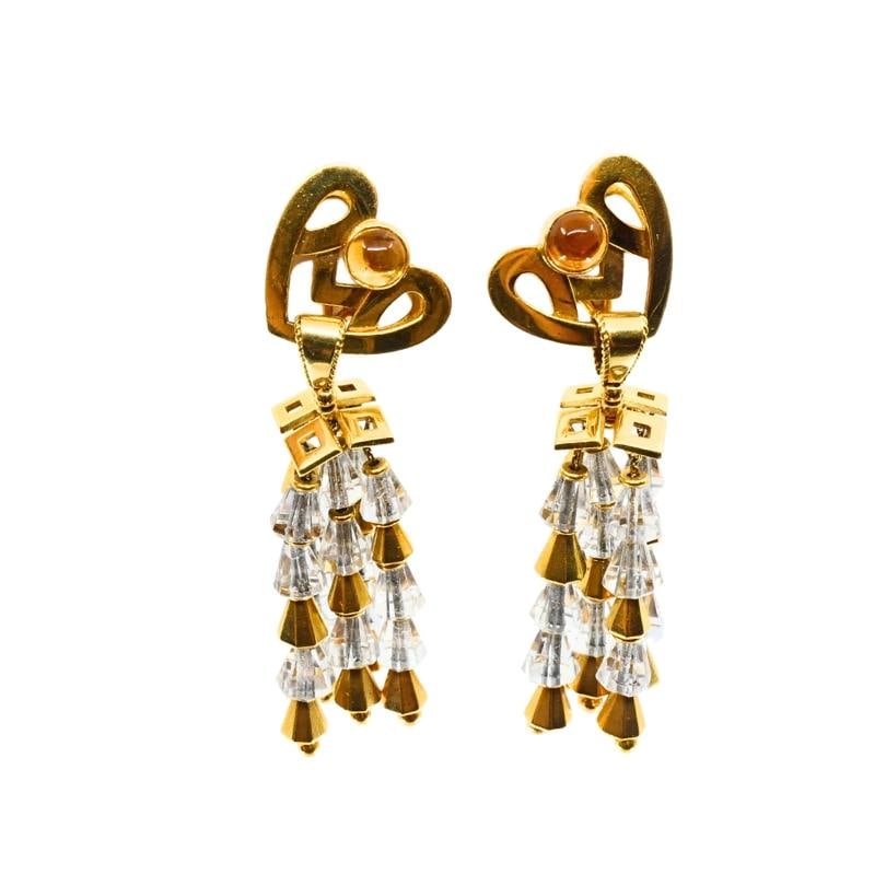 1950's Fred Leighton Yellow Gold, Citrine & Rock Crystal Dangle Earrings - 4