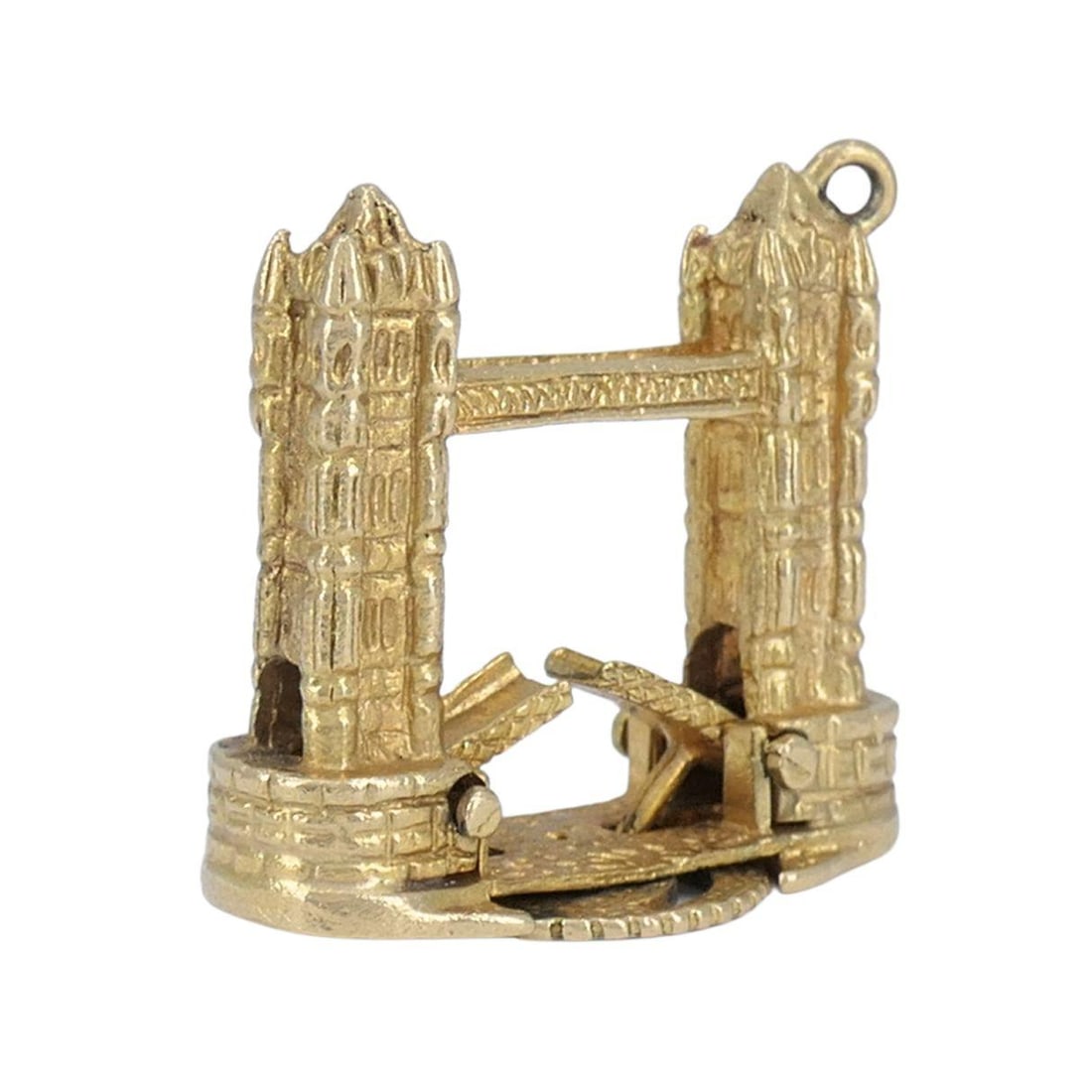 Vintage London Bridge Mechanical 9k Yellow Gold Charm Pendant - 4
