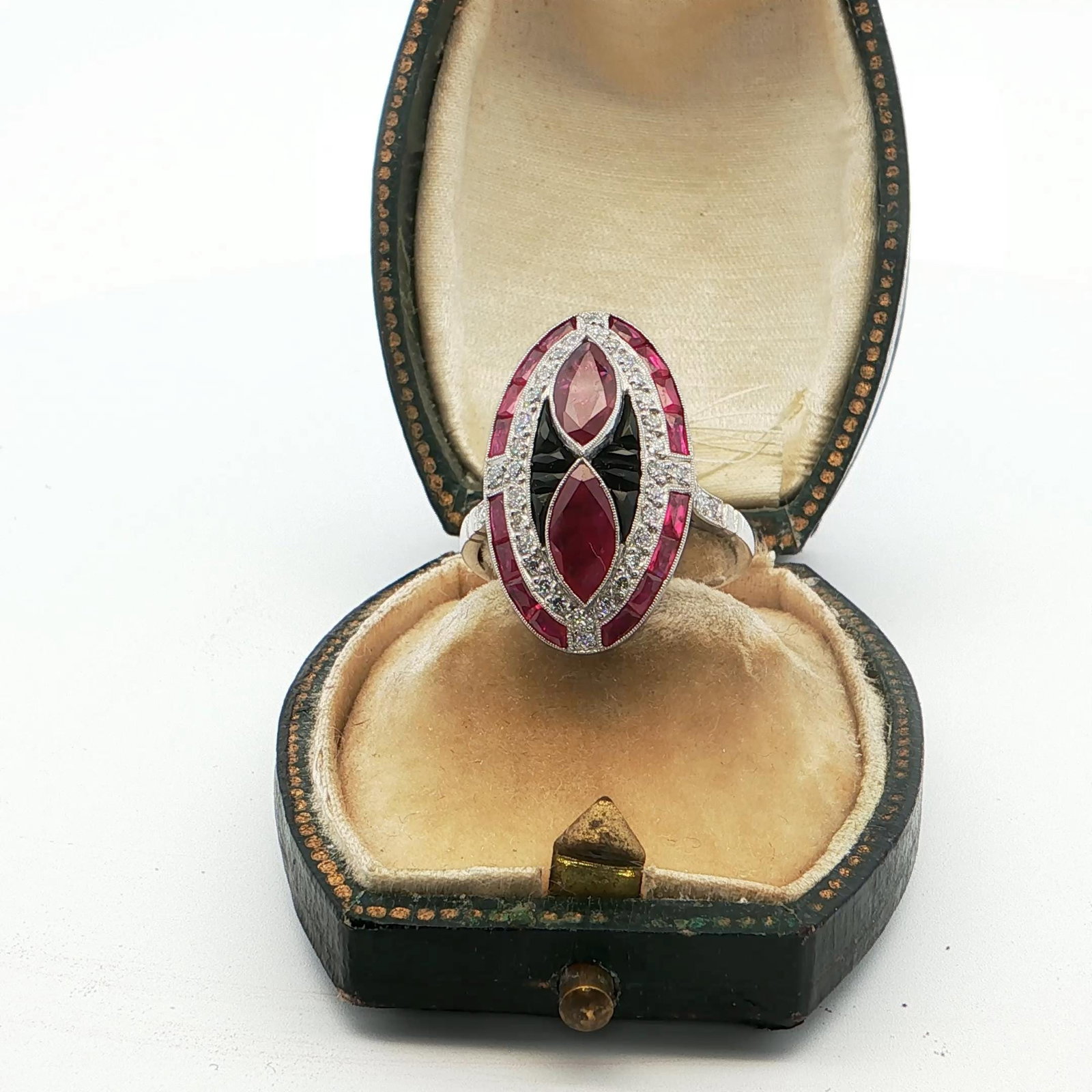 Platinum Ring with Diamonds and Natural Rubies - 8