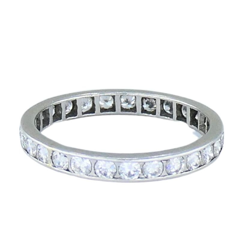 Wedding Band Platinum Diamond Eternity Ring 1960s Estate Jewelry Size 10 - 3