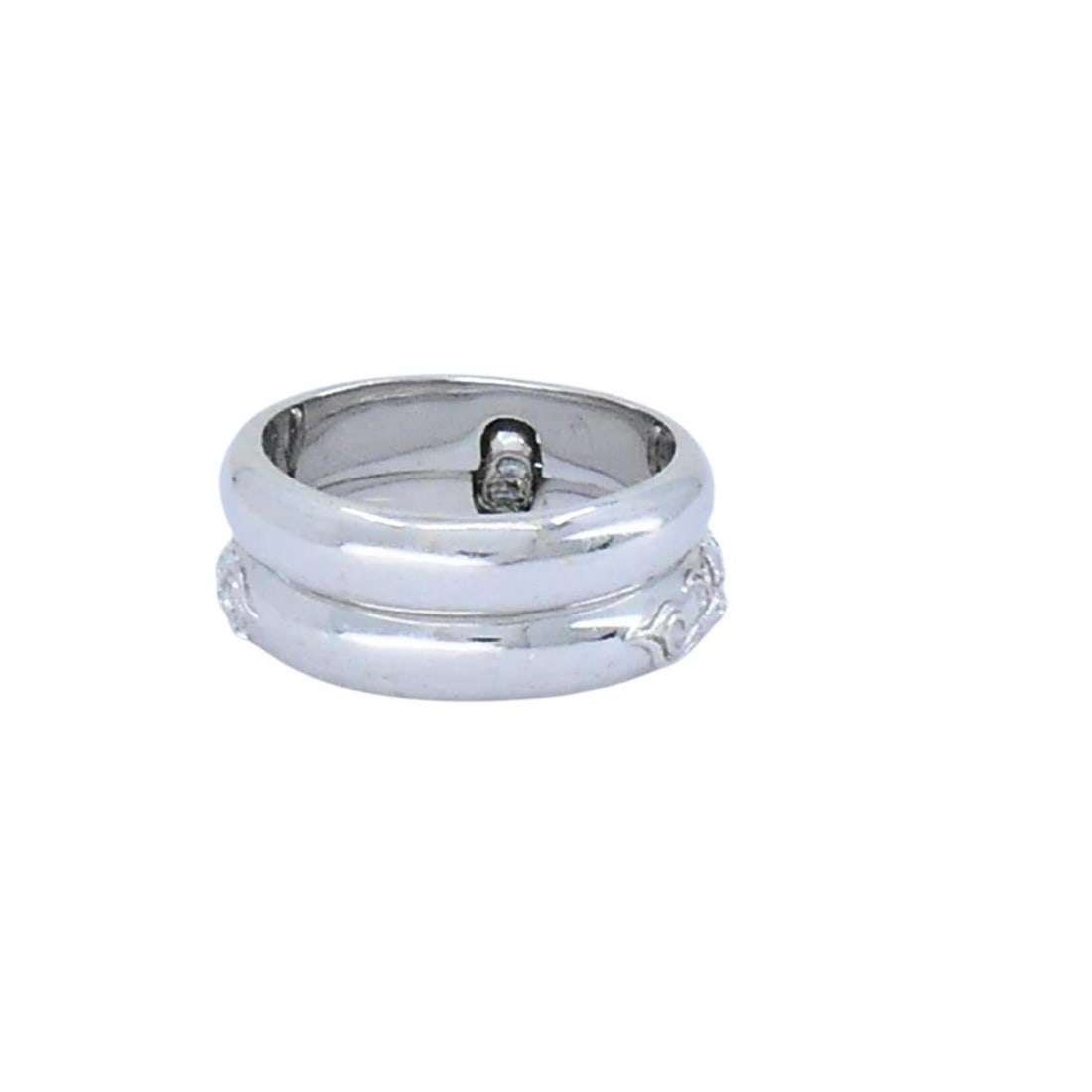 Carrera y Carrera 18k White Gold Double Ring Diamond Floral Design - 5