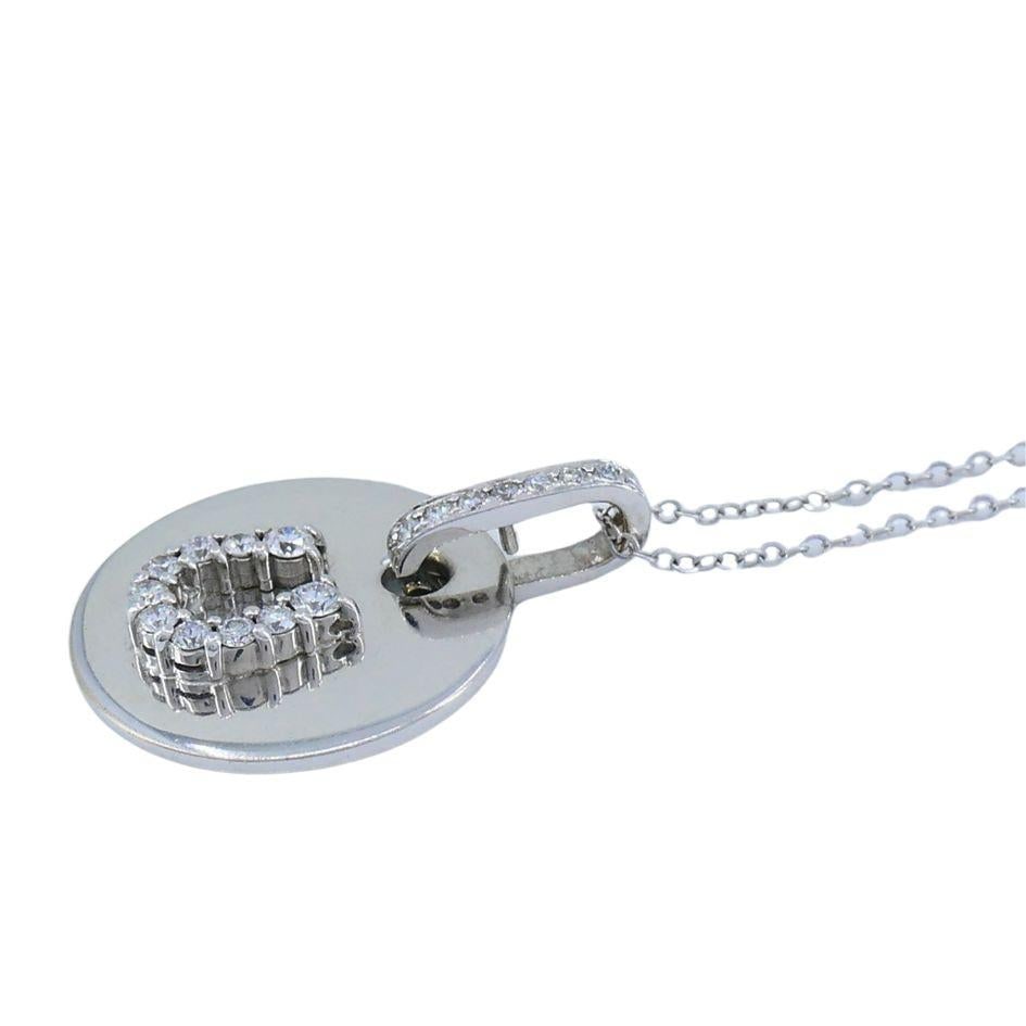Vintage 18k White Gold Horseshoe Diamond Pendant Necklace - 5
