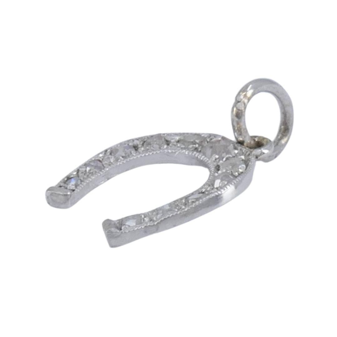 Edwardian Platinum Rose Cut Diamond Horseshoe Pendant - 4