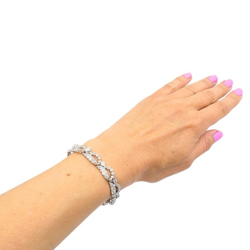 French Platinum Diamond Openwork Diamond Bracelet, 1960s - 3