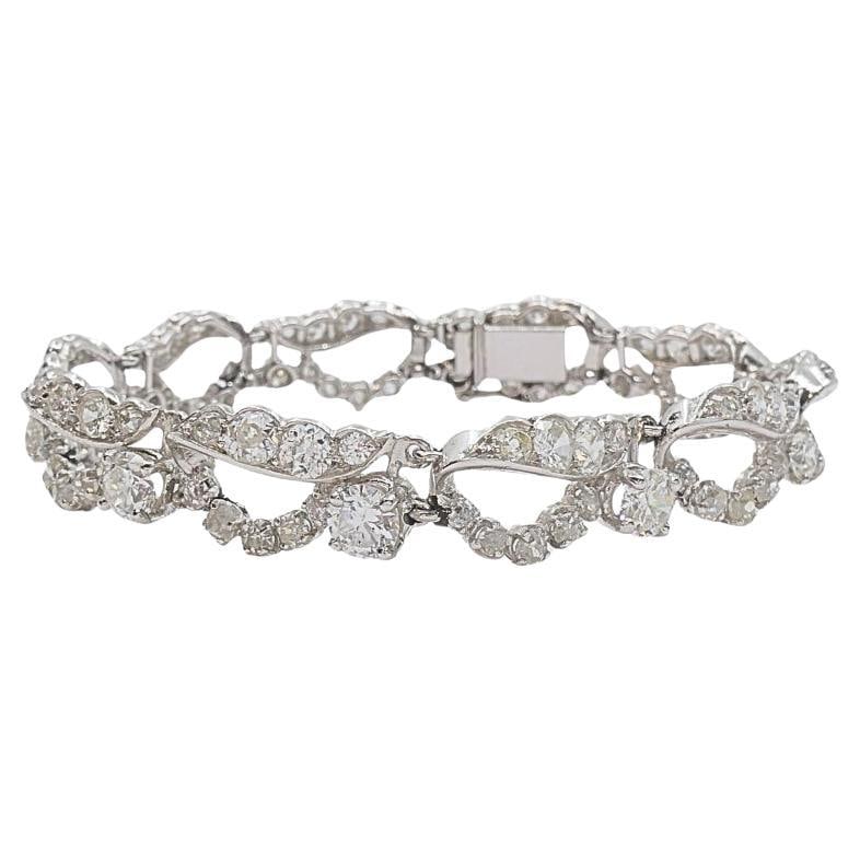 French Platinum Diamond Openwork Diamond Bracelet, 1960s - 5