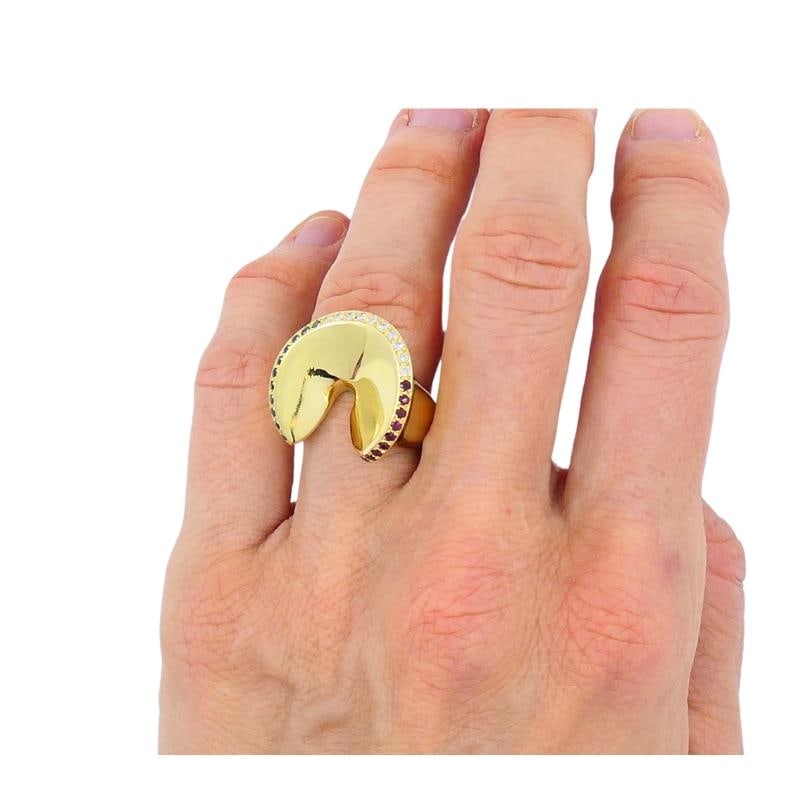 Vintage 18k Gold Gemstone Cocktail Ring French - 2