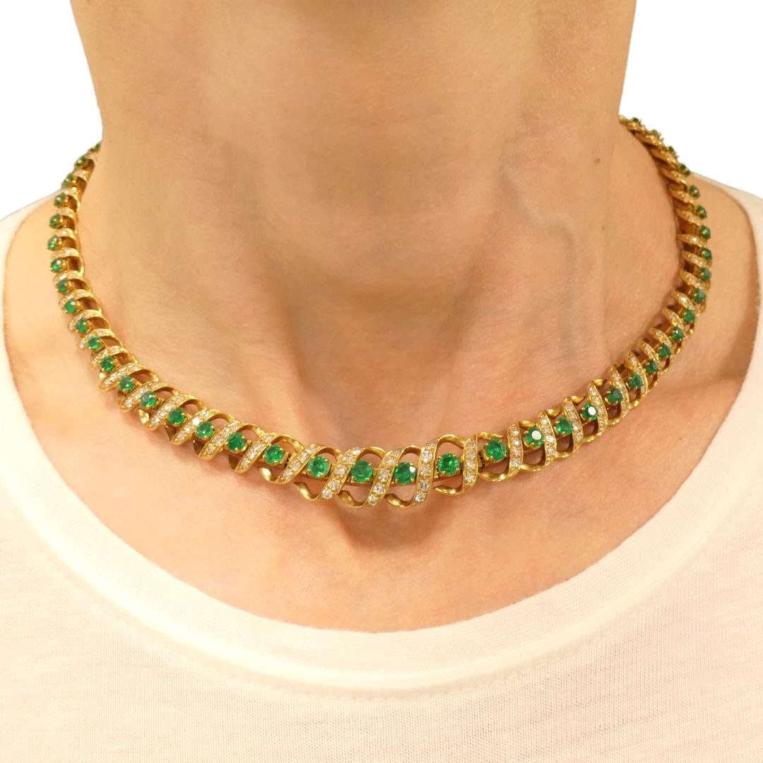 Vintage Asprey & Co. Emerald Necklace 18k Gold Diamond - 2