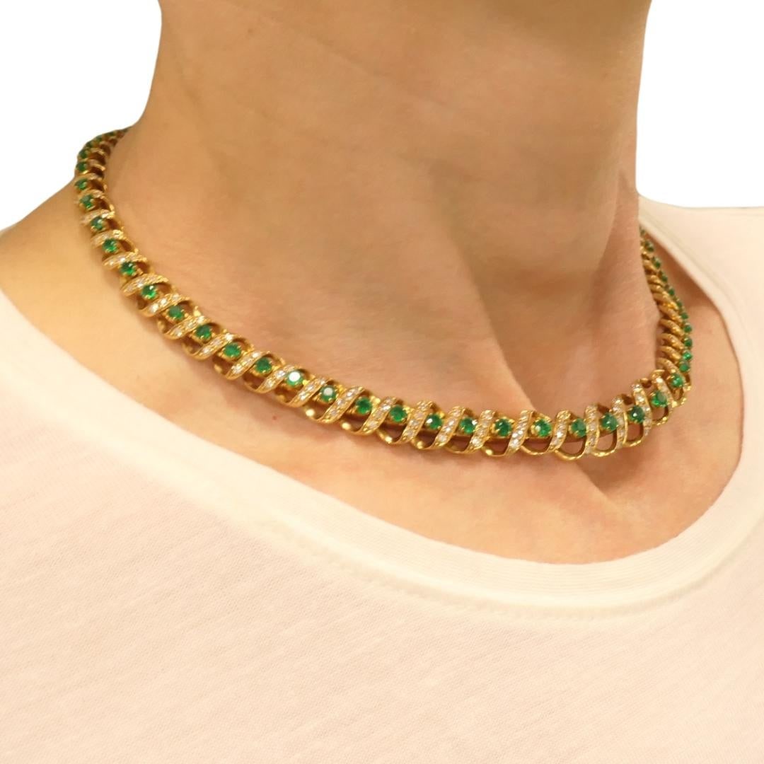Vintage Asprey & Co. Emerald Necklace 18k Gold Diamond - 3