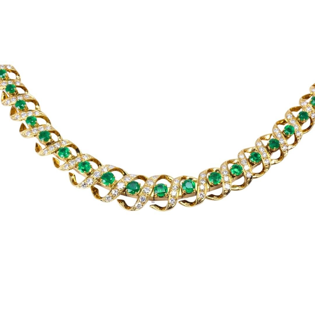 Vintage Asprey & Co. Emerald Necklace 18k Gold Diamond - 4