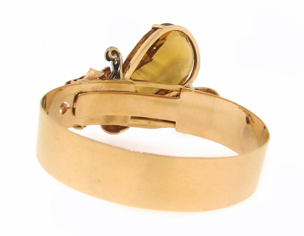 Vintage Birks 14k Yellow Gold Retro Bracelet Citrine Diamond Estate Jewelry - 5