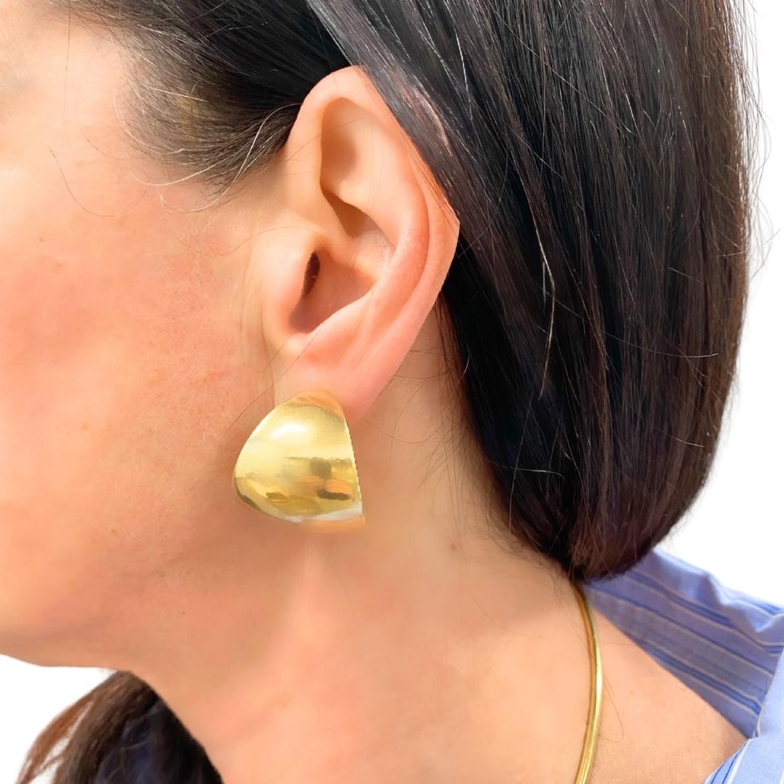 Vintage 14k Gold Sculptural Hoop Earrings - 2