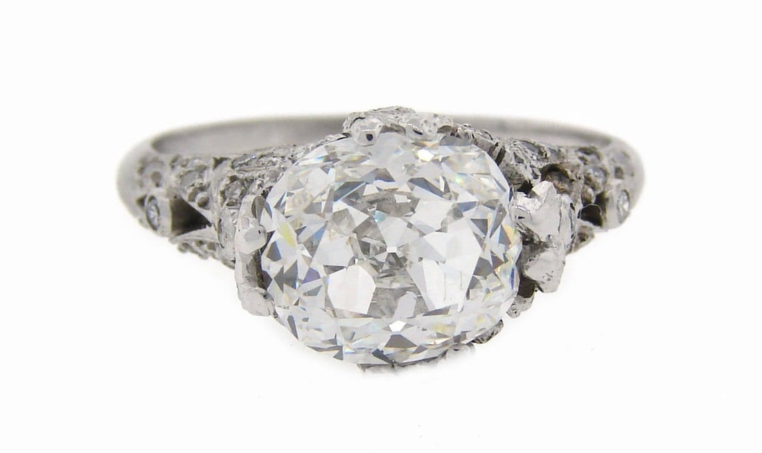 Cushion Cut Diamond Platinum Ring Art Deco circa 1920s 3.02-carat GIA G SI1 - 5
