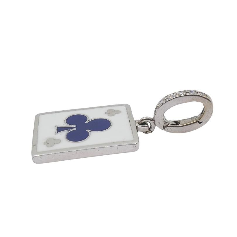 Vintage 12k Gold Playing Card Club Charm Pavé Diamond Bail - 3