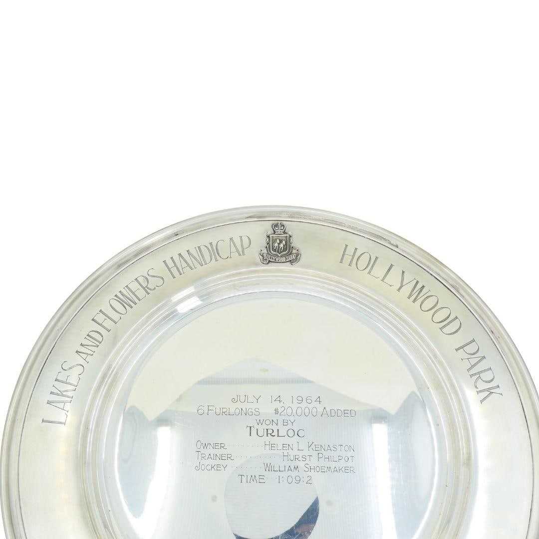 1964 Sterling Silver Lakes and Flowers Handicap Hollywood Park Trophy Plate - 3