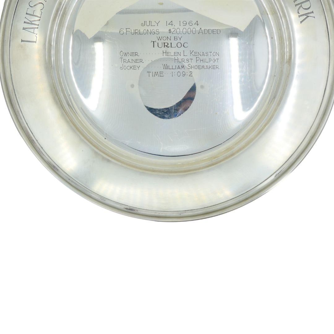 1964 Sterling Silver Lakes and Flowers Handicap Hollywood Park Trophy Plate - 4