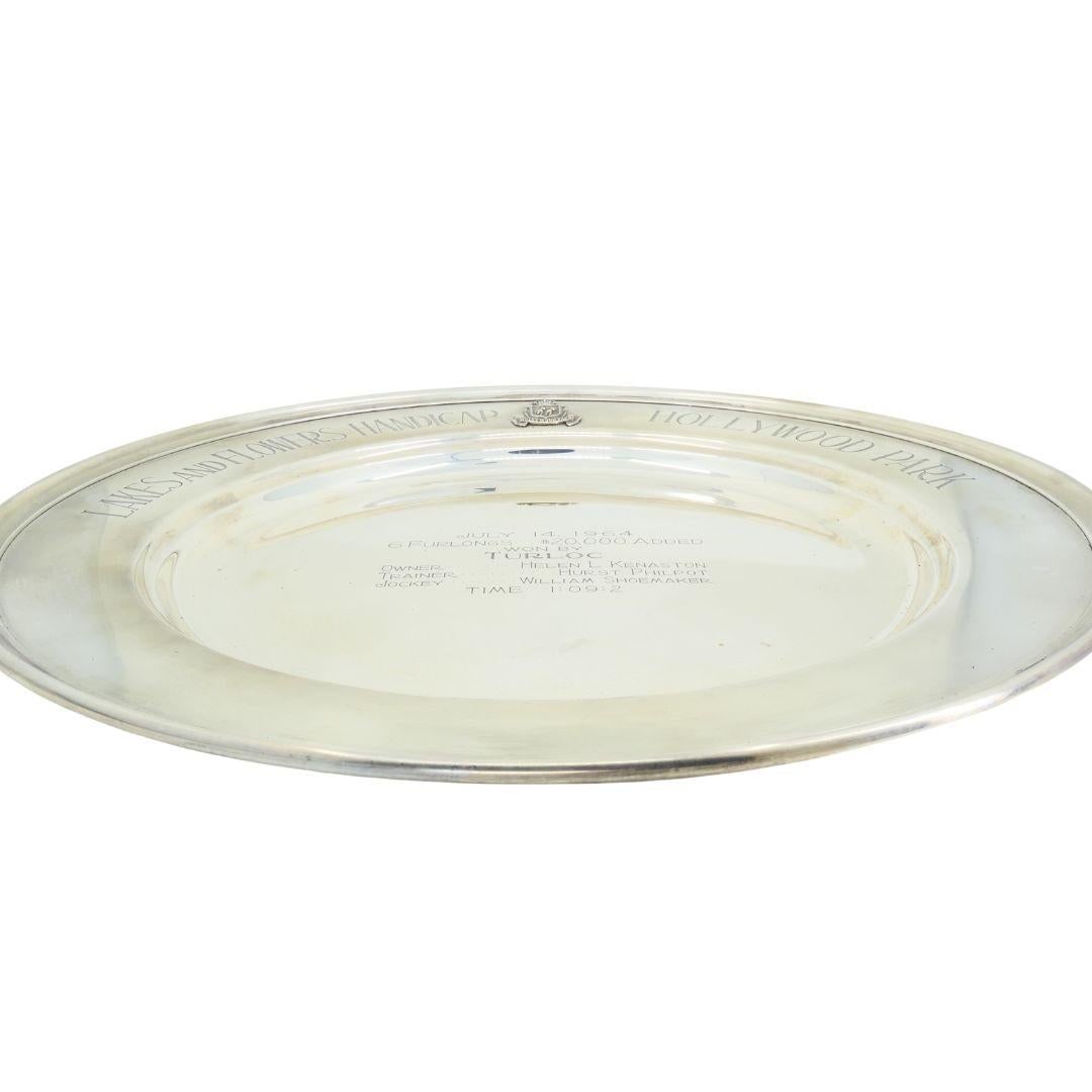1964 Sterling Silver Lakes and Flowers Handicap Hollywood Park Trophy Plate - 5